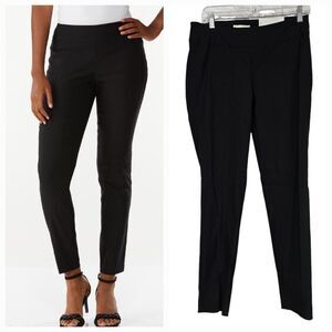 Cato Slim Contempory Pull On Dress Pants Solid Black Trousers Slacks Uniform